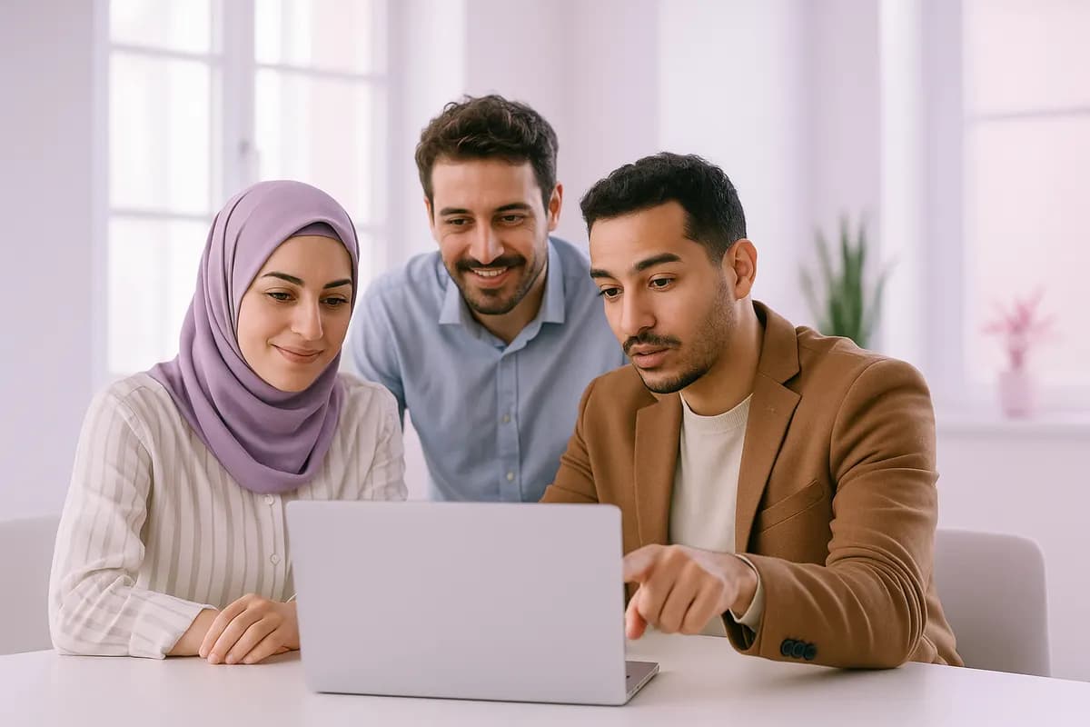 Üç kişilik ekip dizüstü bilgisayarda Torx panelini inceliyor